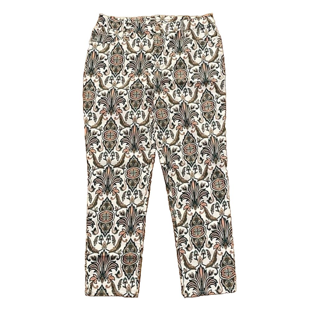 Chico's So Slimming Majorelle Damask Ankle Jeans Womens Size 12 2R Stretch